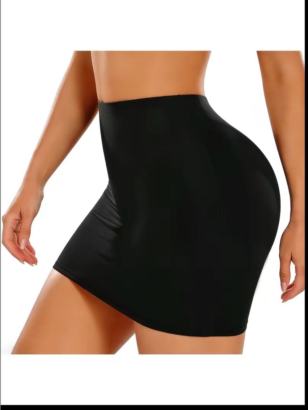 High-Waist Black Shaping Slip Skirt for Women
